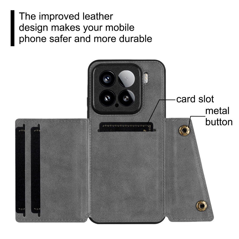 For Xiaomi 15 Case with Card Slots Kickstand Leather + TPU Phone Cover