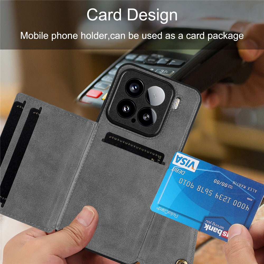For Xiaomi 15 Case with Card Slots Kickstand Leather + TPU Phone Cover