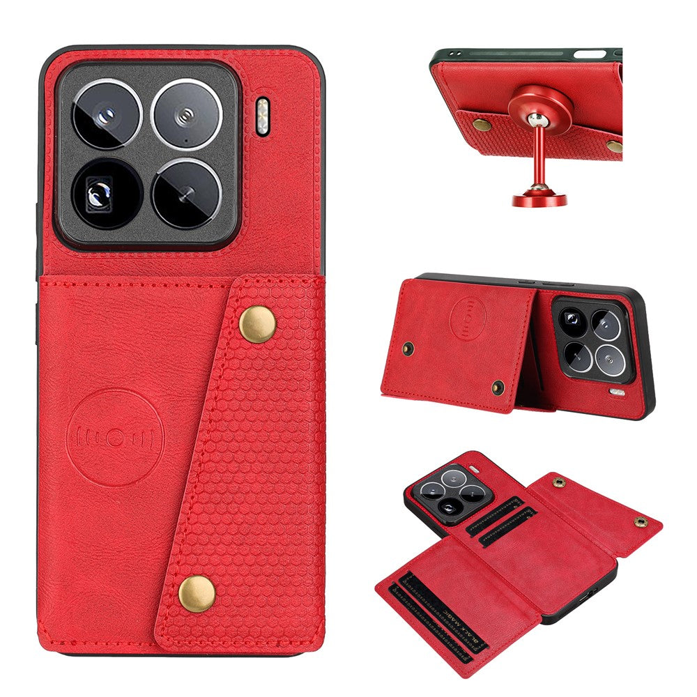 For Xiaomi 15 Pro Case with Card Slots Kickstand Leather + TPU Phone Cover