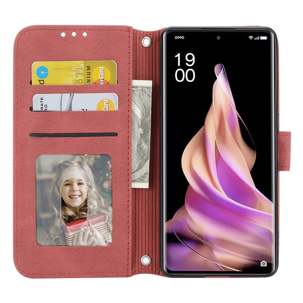 For Oppo Reno13 5G (Global) Case Wallet Skin-Touch Leather Imprinted Phone Cover