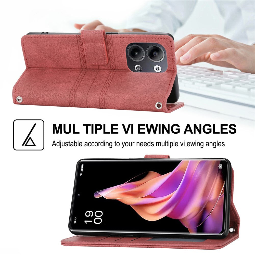 For Oppo Reno13 5G (Global) Case Wallet Skin-Touch Leather Imprinted Phone Cover