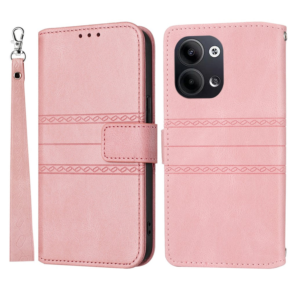 For Oppo Reno13 5G (Global) Case Wallet Skin-Touch Leather Imprinted Phone Cover