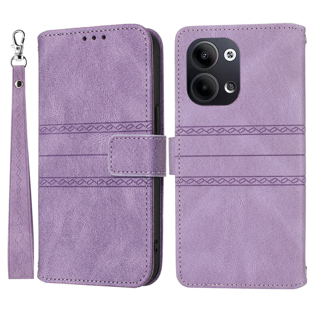 For Oppo Reno13 5G (Global) Case Wallet Skin-Touch Leather Imprinted Phone Cover