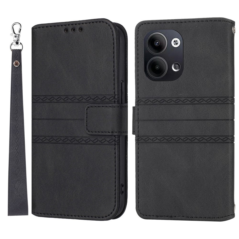 For Oppo Reno13 5G (Global) Case Wallet Skin-Touch Leather Imprinted Phone Cover