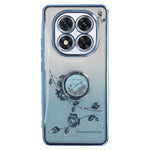 KADEM For Xiaomi Redmi Note 14 Pro 5G / Poco X7 5G Case Ring Kickstand TPU Flowers Phone Cover Gradient Glitter