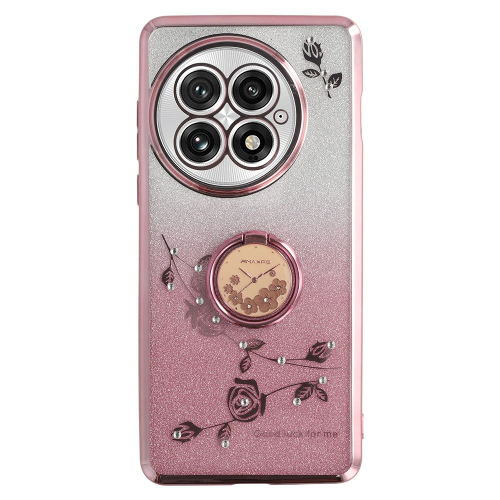 KADEM För OnePlus 13 Skal Ring Stativ TPU Blommor mobilskal Gradient Glitter