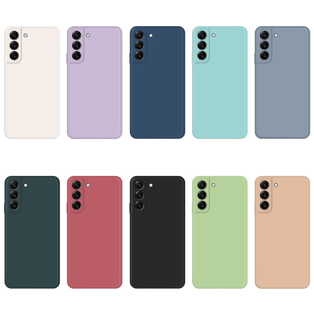 For Samsung Galaxy S22 5G Straight Edge Solid Color Rubberized TPU Case Microfiber Lining Phone Drop-Proof Back Cover