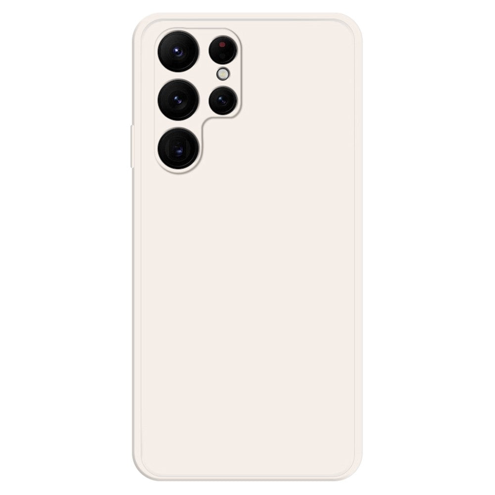 For Samsung Galaxy S22 Ultra 5G Solid Color Rubberized TPU Phone Case Microfiber Lining Straight Edge Protective Cover