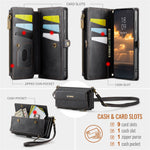 CASEME For Samsung Galaxy S23 FE Case  C39 RFID Blocking Zipper Wallet Stand Leather Cover with Strap