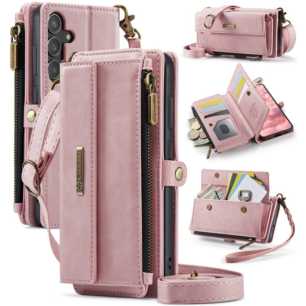 CASEME For Samsung Galaxy S23 FE Case  C39 RFID Blocking Zipper Wallet Stand Leather Cover with Strap