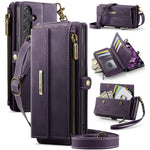 CASEME For Samsung Galaxy S23 FE Case  C39 RFID Blocking Zipper Wallet Stand Leather Cover with Strap