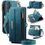 CASEME For Samsung Galaxy S23 FE Case  C39 RFID Blocking Zipper Wallet Stand Leather Cover with Strap