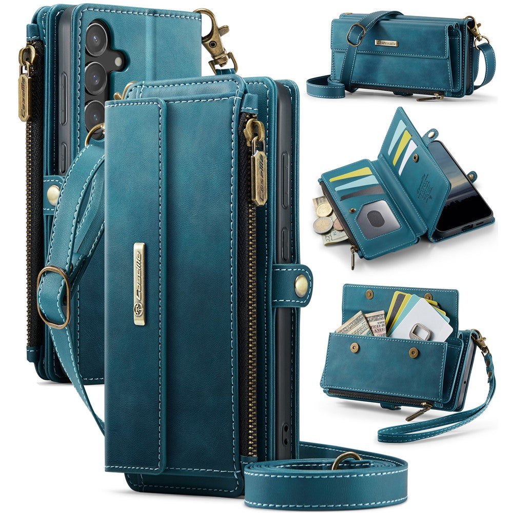 CASEME For Samsung Galaxy S23 FE Case  C39 RFID Blocking Zipper Wallet Stand Leather Cover with Strap