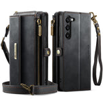 CASEME For Samsung Galaxy S23 Case  C39 RFID Blocking Zipper Wallet Stand Leather Cover with Strap