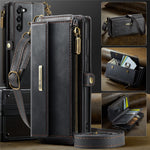 CASEME For Samsung Galaxy S23 Case  C39 RFID Blocking Zipper Wallet Stand Leather Cover with Strap