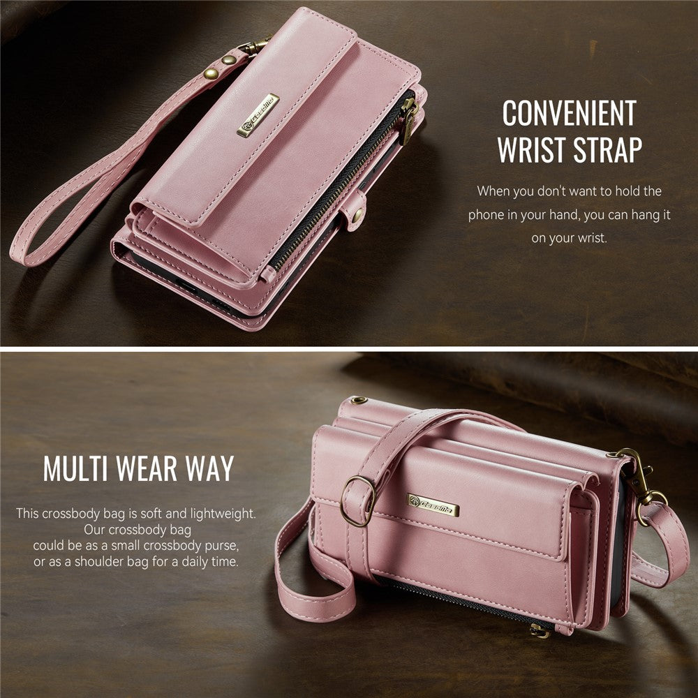 CASEME For Samsung Galaxy S24 FE Case  C39 RFID Blocking Zipper Wallet Stand Leather Cover with Strap