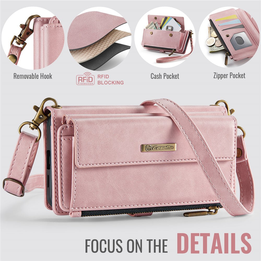 CASEME For Samsung Galaxy S24 FE Case  C39 RFID Blocking Zipper Wallet Stand Leather Cover with Strap