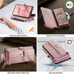 CASEME For Samsung Galaxy S24 FE Case  C39 RFID Blocking Zipper Wallet Stand Leather Cover with Strap