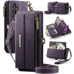 CASEME For Samsung Galaxy S24 FE Case  C39 RFID Blocking Zipper Wallet Stand Leather Cover with Strap