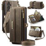 CASEME For Samsung Galaxy S24 FE Case  C39 RFID Blocking Zipper Wallet Stand Leather Cover with Strap