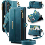 CASEME For Samsung Galaxy S24 FE Case  C39 RFID Blocking Zipper Wallet Stand Leather Cover with Strap