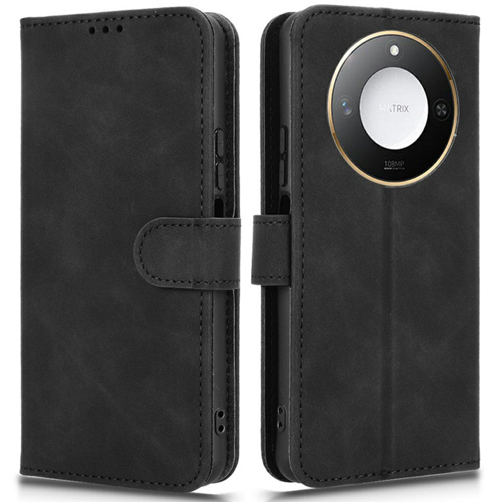 For Honor X60 5G Leather Case Skin-Feel Anti-Drop Wallet Flip Phone Cover