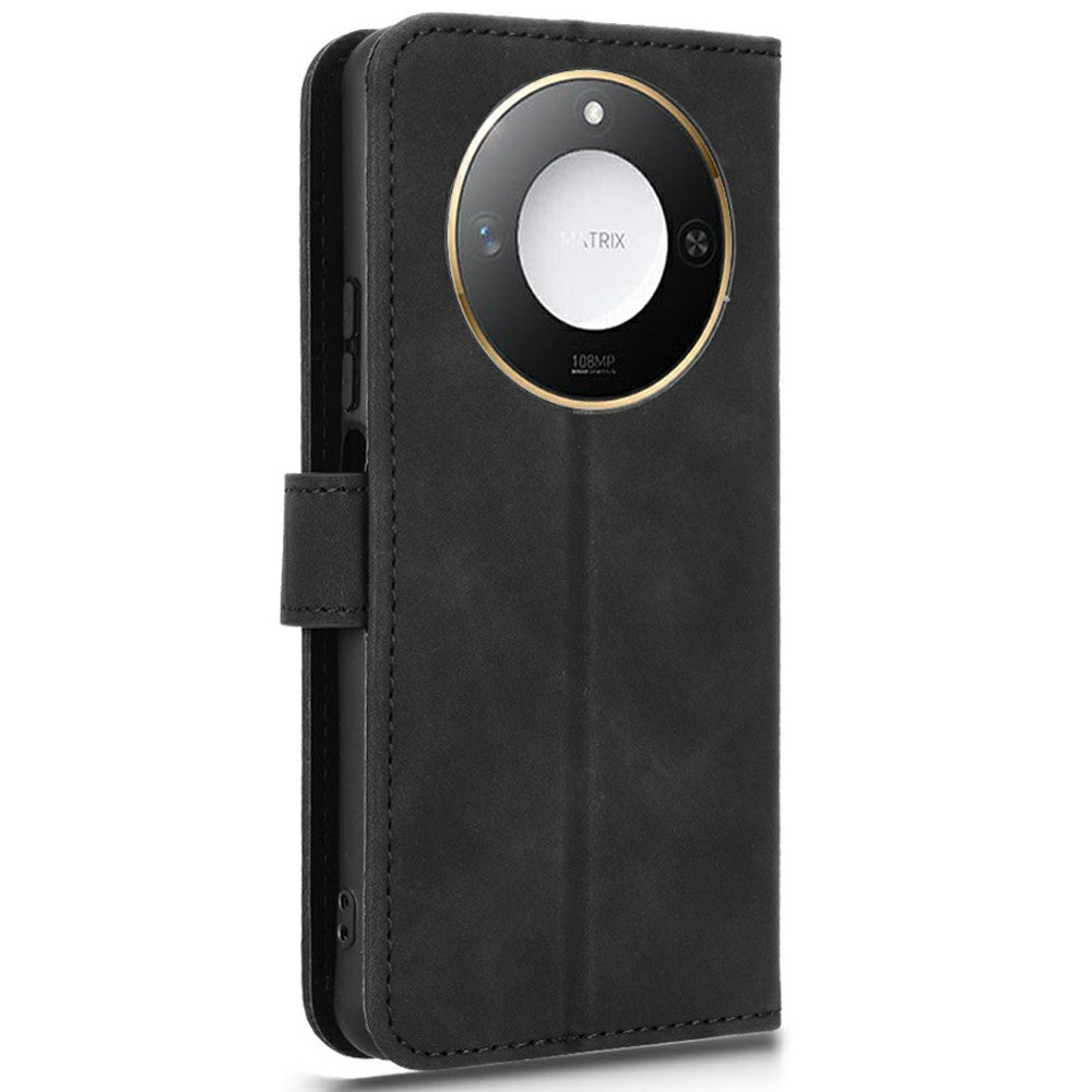 For Honor X60 5G Leather Case Skin-Feel Anti-Drop Wallet Flip Phone Cover