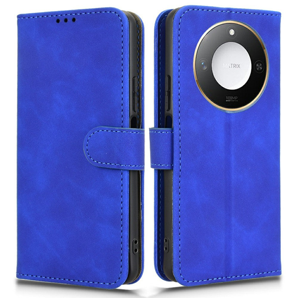 For Honor X60 5G Leather Case Skin-Feel Anti-Drop Wallet Flip Phone Cover