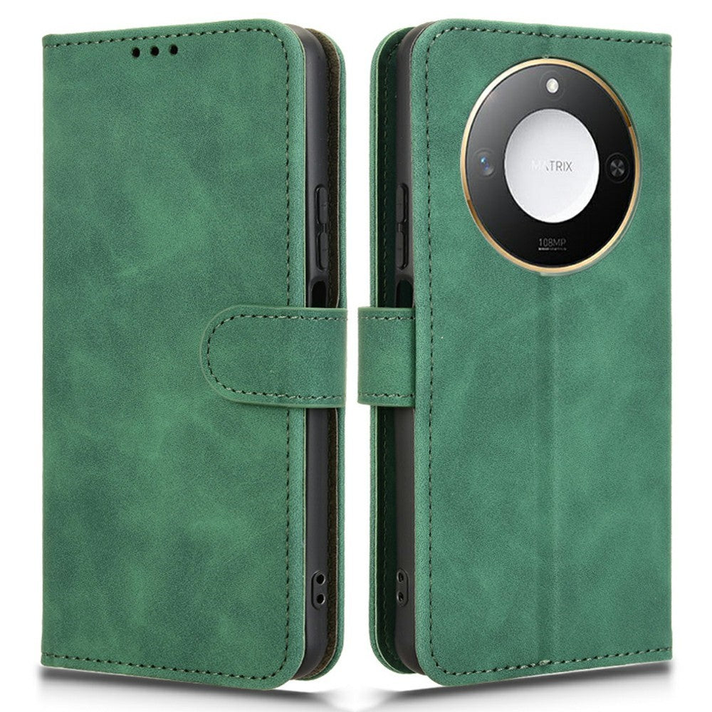 For Honor X60 5G Leather Case Skin-Feel Anti-Drop Wallet Flip Phone Cover