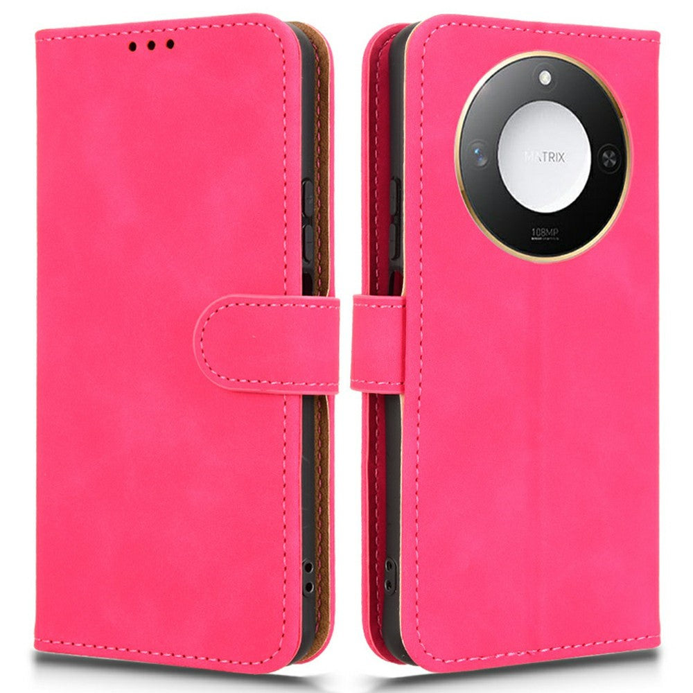 For Honor X60 5G Leather Case Skin-Feel Anti-Drop Wallet Flip Phone Cover