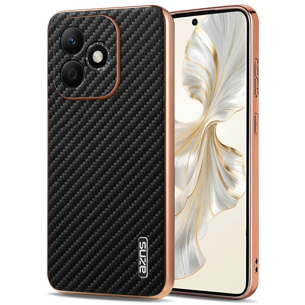 AZNS For Honor X60i 5G Case Electroplating Carbon Fiber Texture PU+TPU Phone Cover