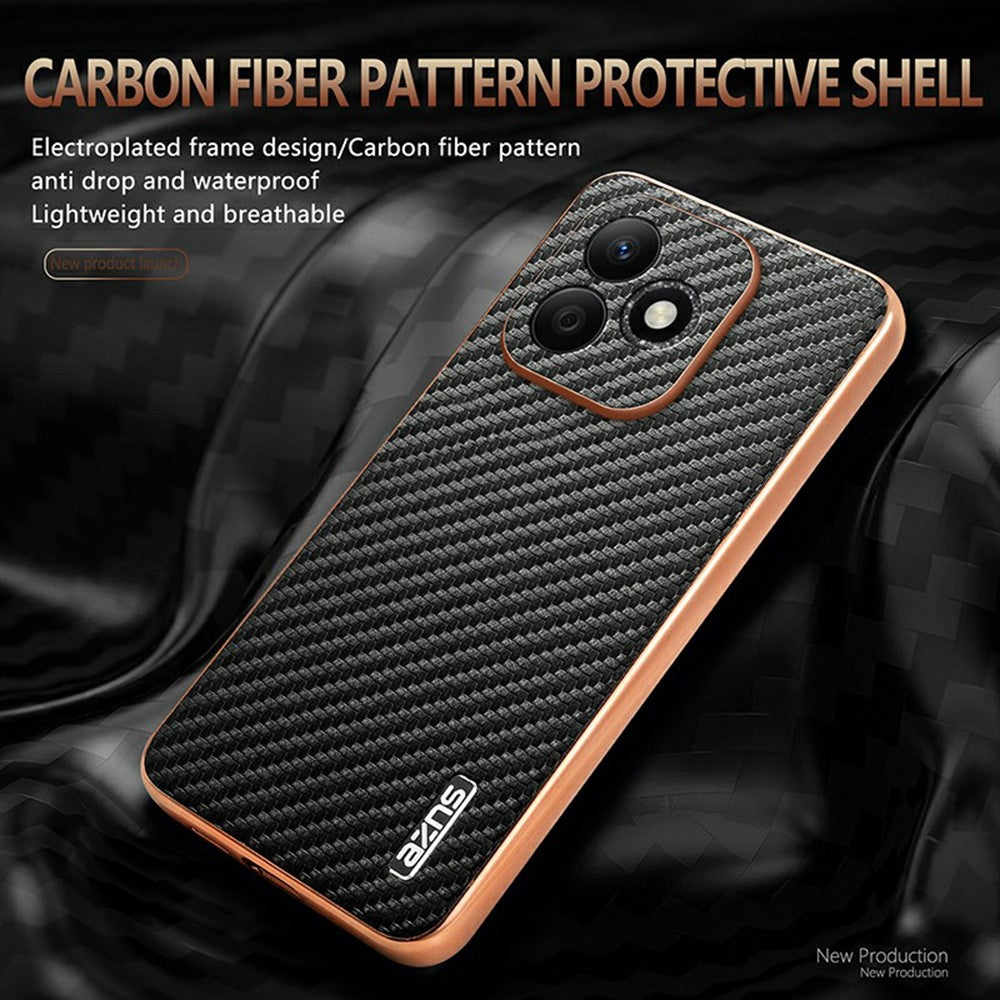 AZNS For Honor X60i 5G Case Electroplating Carbon Fiber Texture PU+TPU Phone Cover