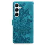 Til Samsung Galaxy A16 5G / 4G Etui, prægede blondeblomster, PU læder pung telefoncover