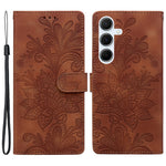 Til Samsung Galaxy A16 5G / 4G Etui, prægede blondeblomster, PU læder pung telefoncover