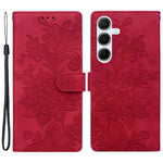 Til Samsung Galaxy A16 5G / 4G Etui, prægede blondeblomster, PU læder pung telefoncover
