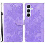 Til Samsung Galaxy A16 5G / 4G Etui, prægede blondeblomster, PU læder pung telefoncover