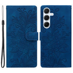 Til Samsung Galaxy A16 5G / 4G Etui, prægede blondeblomster, PU læder pung telefoncover