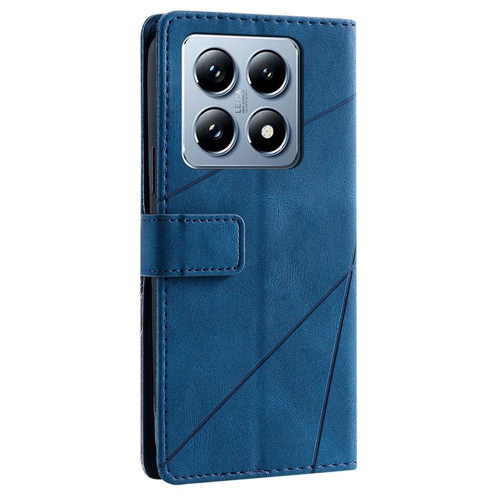 For Xiaomi 14T Case Imprinted Lines PU Leather Splicing Wallet Phone Cover