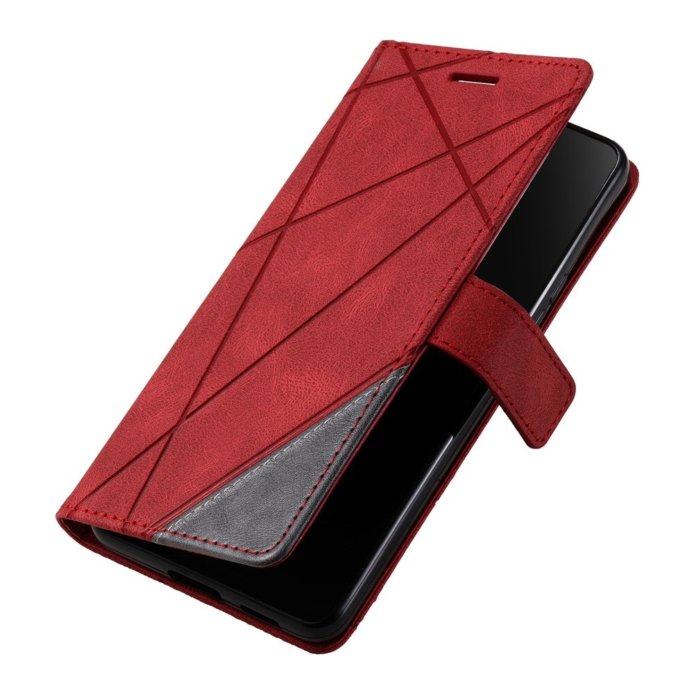 For Xiaomi 14T Pro Case Imprinted Lines PU Leather Splicing Wallet Phone Cover