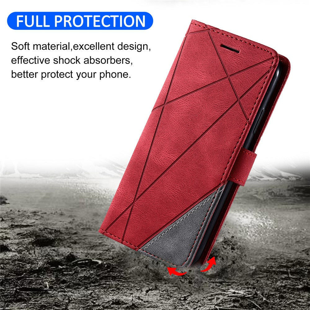 For Xiaomi 14T Pro Case Imprinted Lines PU Leather Splicing Wallet Phone Cover