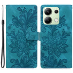 For Xiaomi Redmi Note 13 4G Case Imprinted Lace Flowers PU Leather Wallet Phone Cover