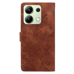 For Xiaomi Redmi Note 13 4G Case Imprinted Lace Flowers PU Leather Wallet Phone Cover