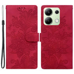 For Xiaomi Redmi Note 13 4G Case Imprinted Lace Flowers PU Leather Wallet Phone Cover