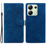 For Xiaomi Redmi Note 13 4G Case Imprinted Lace Flowers PU Leather Wallet Phone Cover