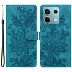 For Xiaomi Redmi Note 13 5G Case Imprinted Lace Flowers PU Leather Wallet Phone Cover