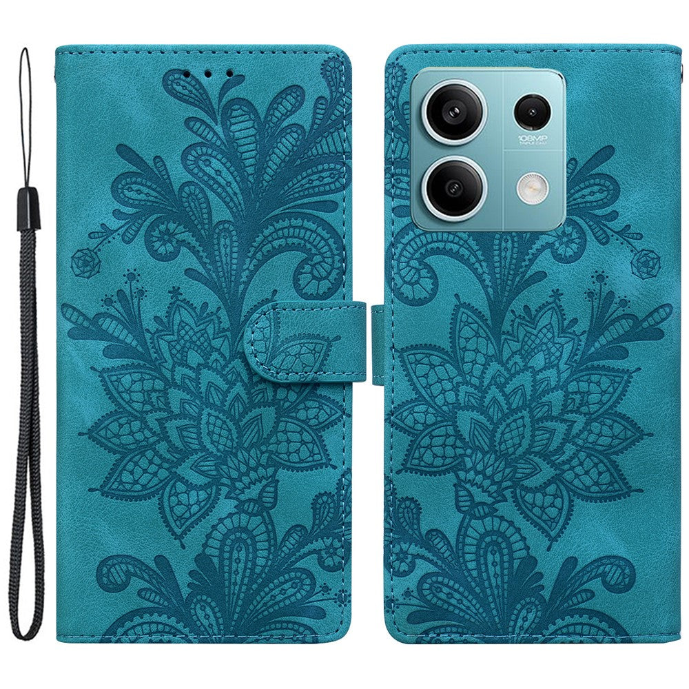 For Xiaomi Redmi Note 13 5G Case Imprinted Lace Flowers PU Leather Wallet Phone Cover