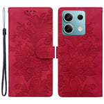 For Xiaomi Redmi Note 13 5G Case Imprinted Lace Flowers PU Leather Wallet Phone Cover