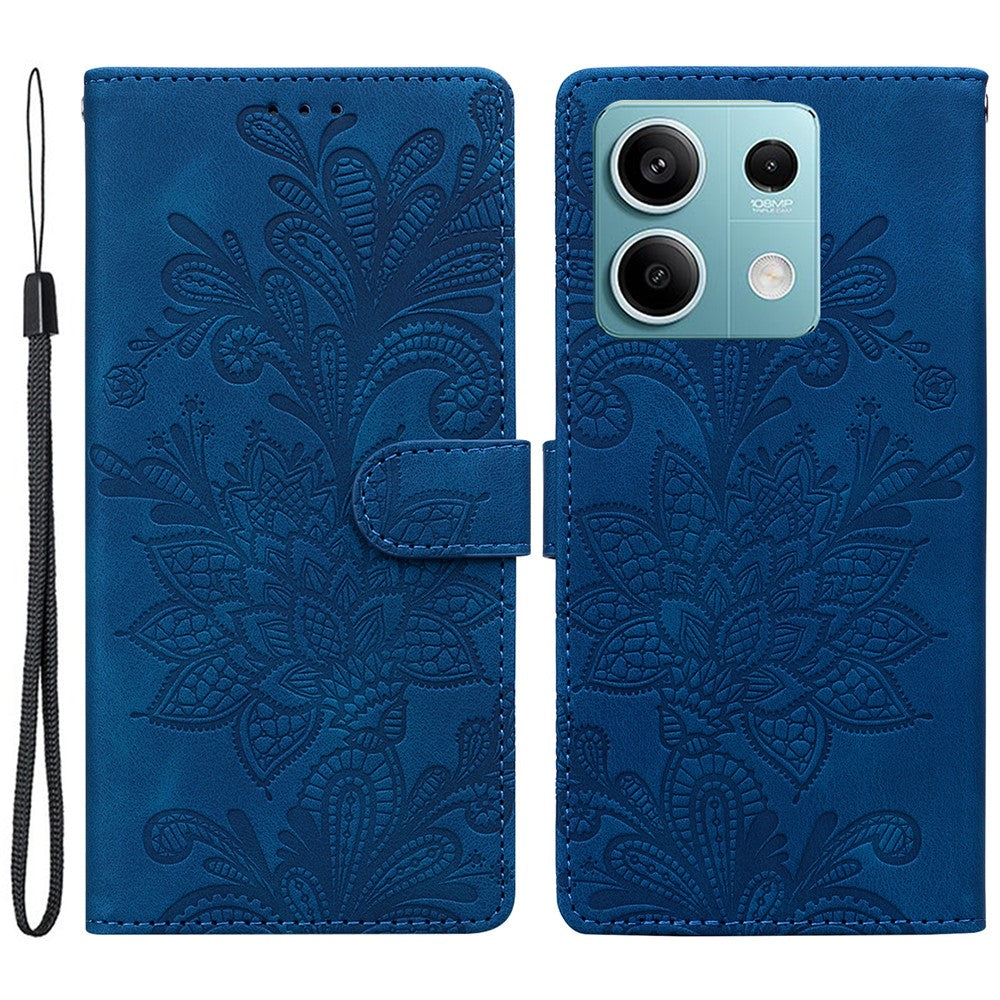 For Xiaomi Redmi Note 13 5G Case Imprinted Lace Flowers PU Leather Wallet Phone Cover