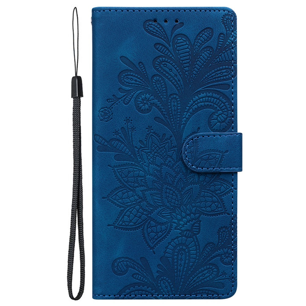 For Xiaomi Redmi Note 13 5G Case Imprinted Lace Flowers PU Leather Wallet Phone Cover