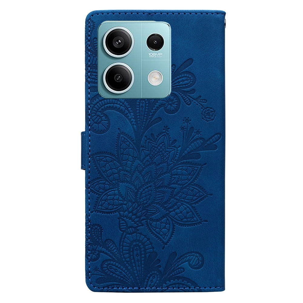 For Xiaomi Redmi Note 13 5G Case Imprinted Lace Flowers PU Leather Wallet Phone Cover